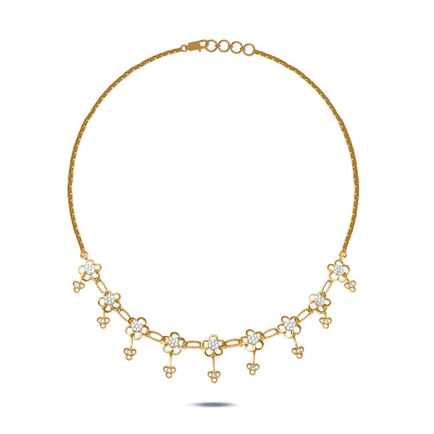 Pretty Floral Diamond Necklace
