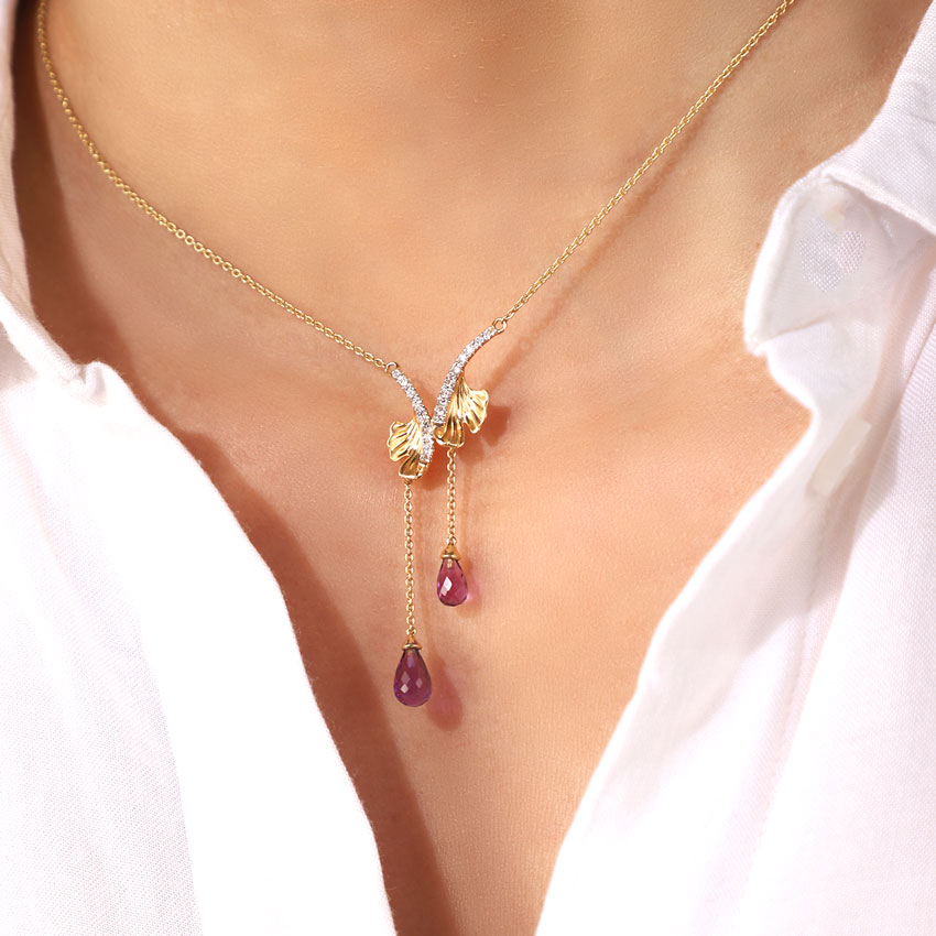 Gleaming Ginkgo Gemstone Necklace