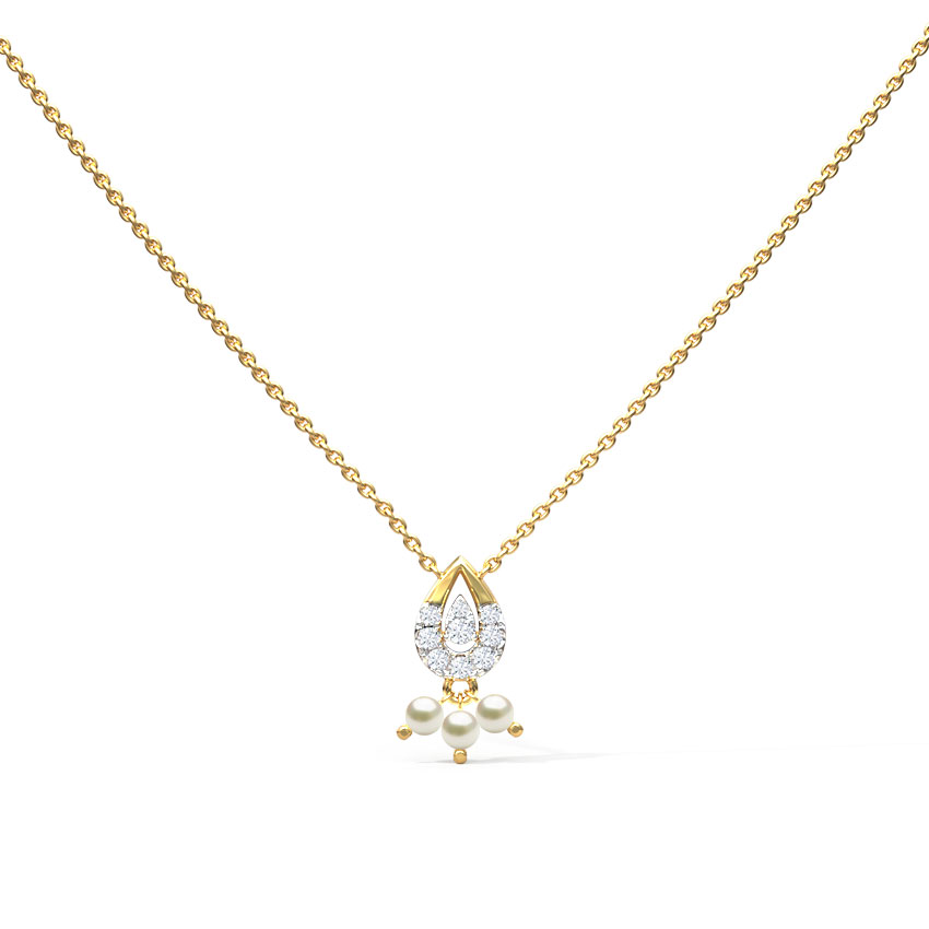 Diamond Necklaces 14 Karat Yellow Gold Glittering Gemstone Necklace
