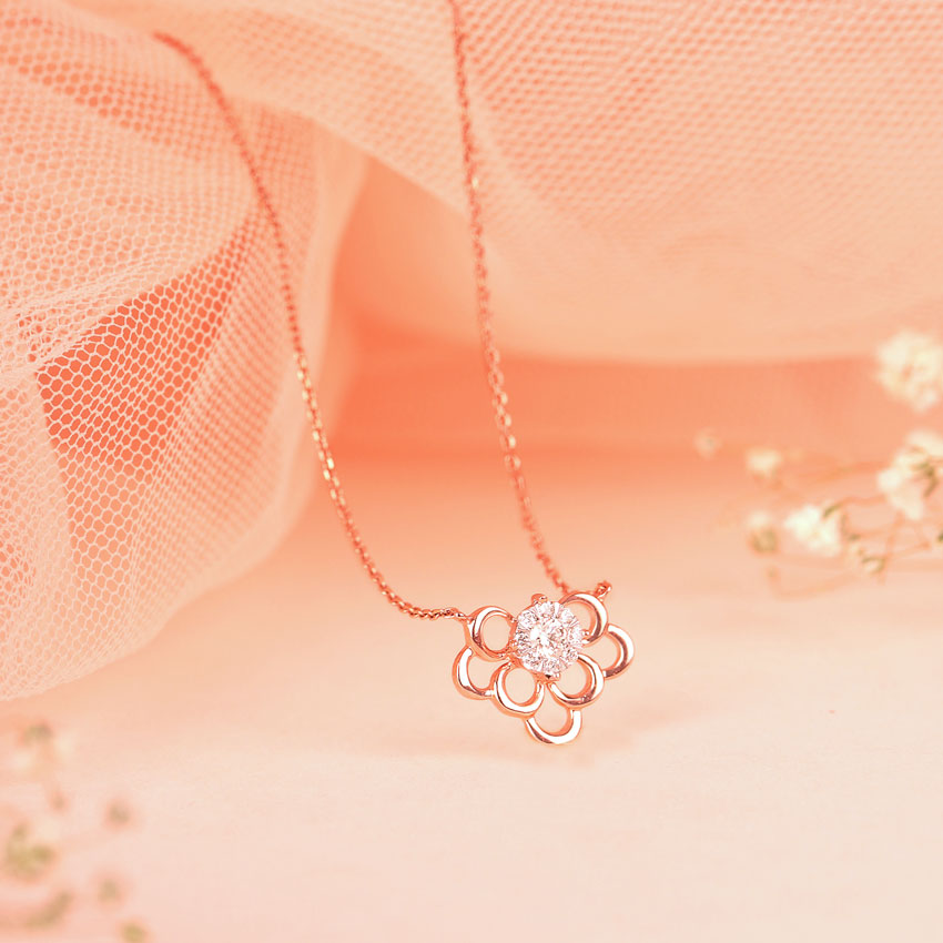Diamond Necklaces 14 Karat Rose Gold Aria Diamond Necklace