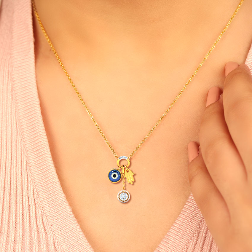 Hamsa Evil Eye Gemstone Necklace