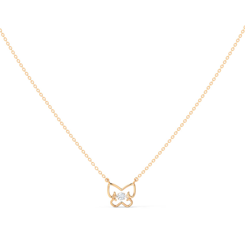 Diamond Necklaces 14 Karat Rose Gold Butterfly Heartbeat Diamond Necklace