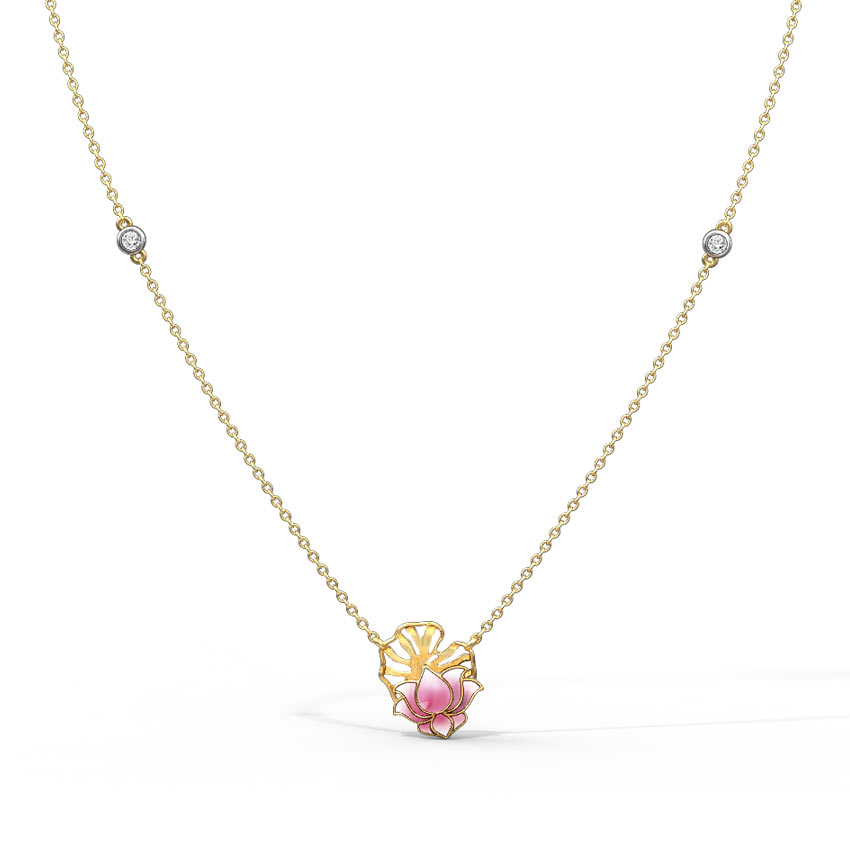 Diamond Necklaces 18 Karat Yellow Gold Grace Lotus Diamond Necklace