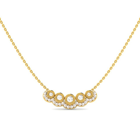 Diamond,Gemstone Necklaces 18 Karat Yellow Gold Blooming Hope Pearl Necklace