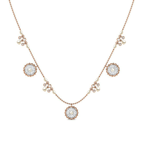Diamond,Gemstone Necklaces 18 Karat Two Tone Gold Spring Is Coming Pearl Necklace