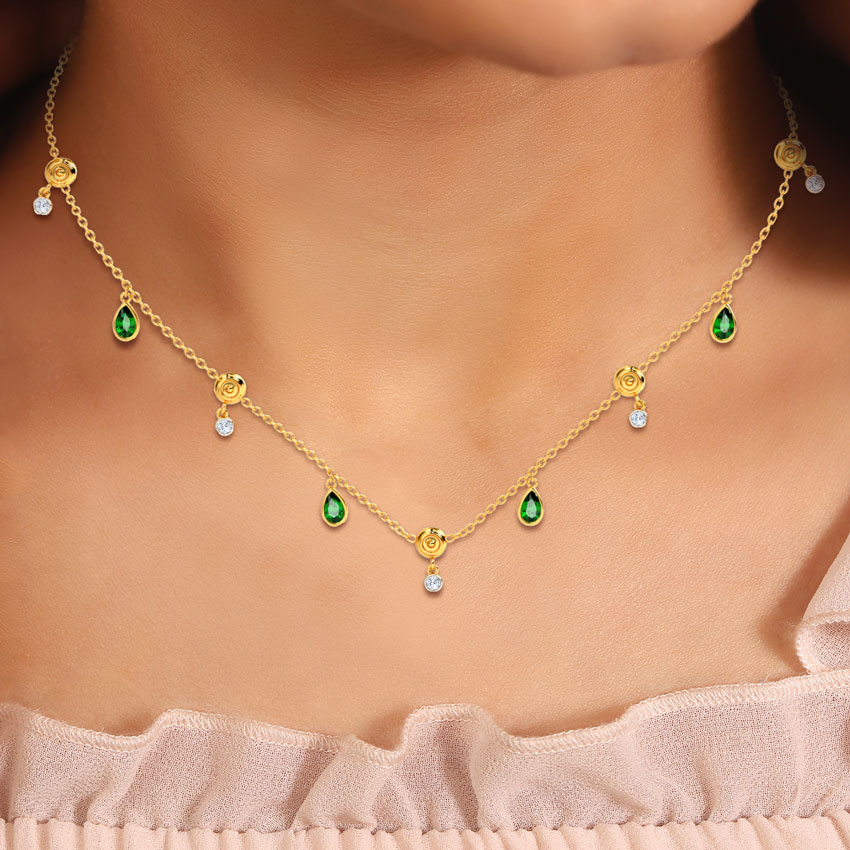 Diamond,Gemstone Necklaces 18 Karat Yellow Gold Saachi Coin Gemstone Necklace