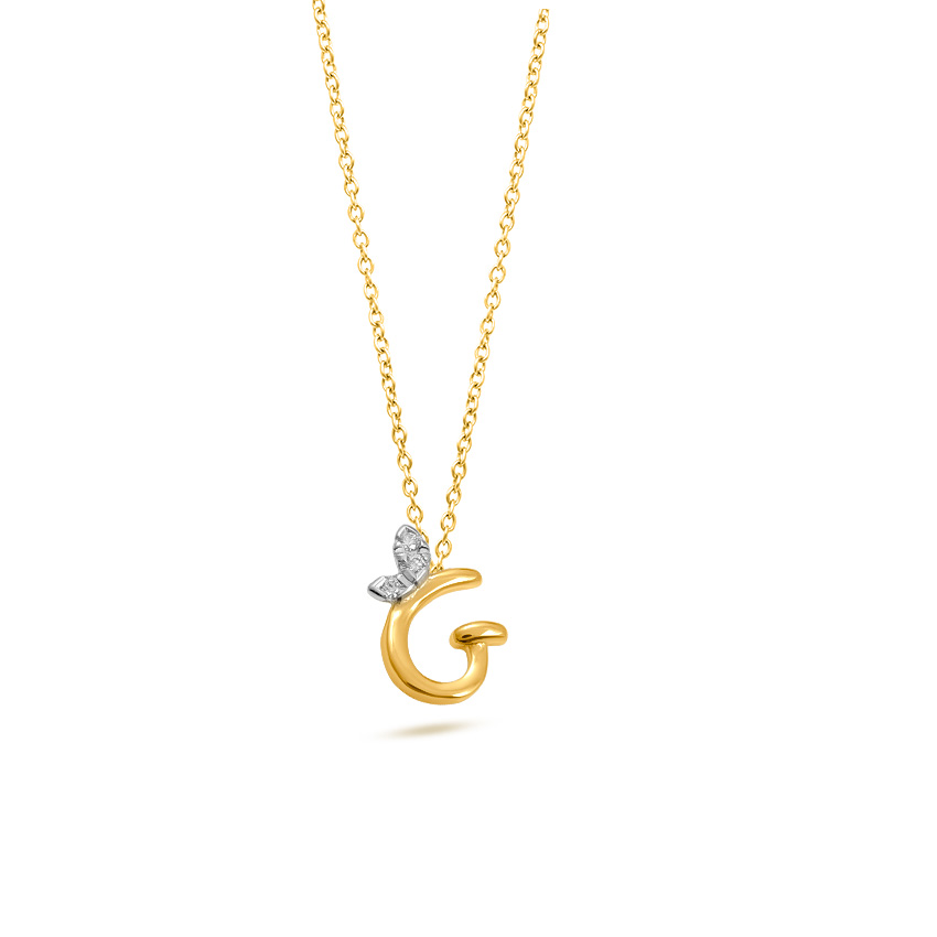 Leafy Alphabet G Diamond Necklace