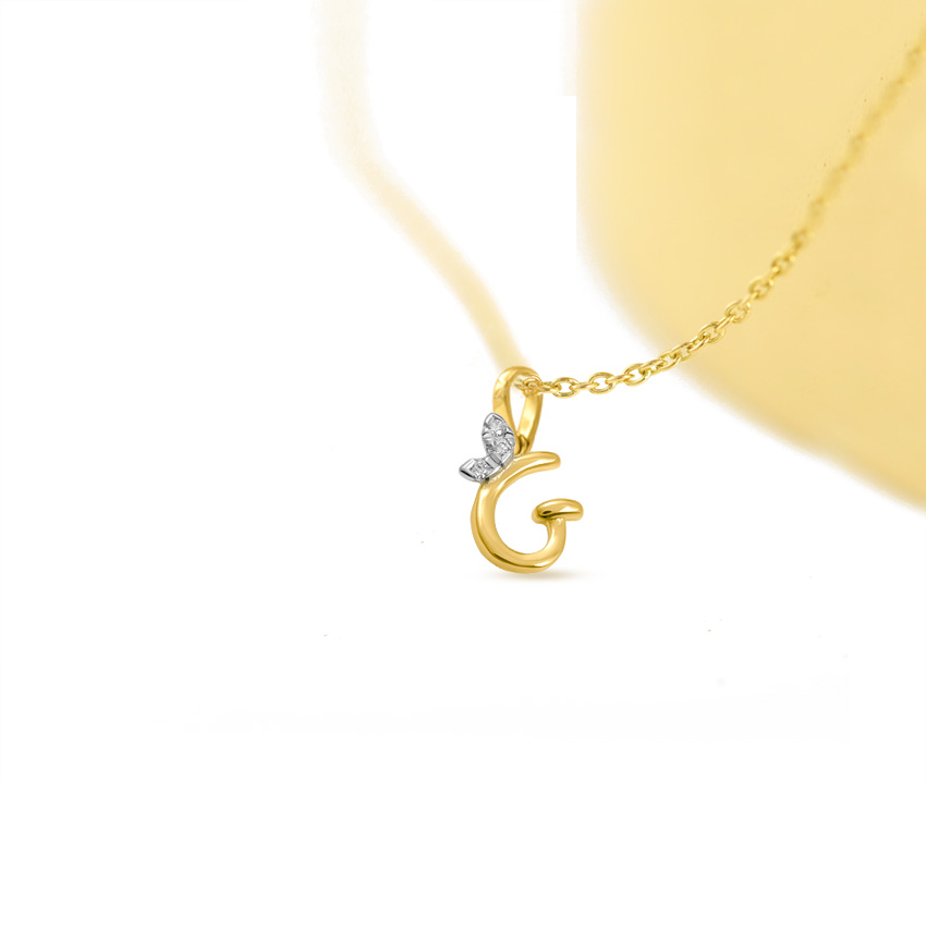 Leafy Alphabet G Diamond Necklace