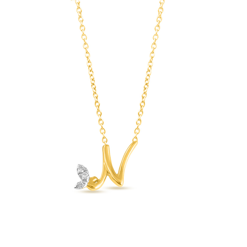 Leafy Alphabet N Necklace