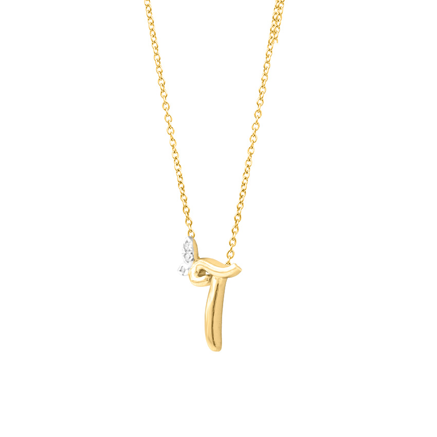 Leafy Alphabet T Necklace