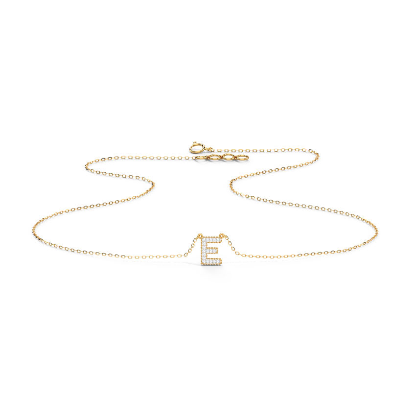 Dazzle Alphabet E Diamond Necklace