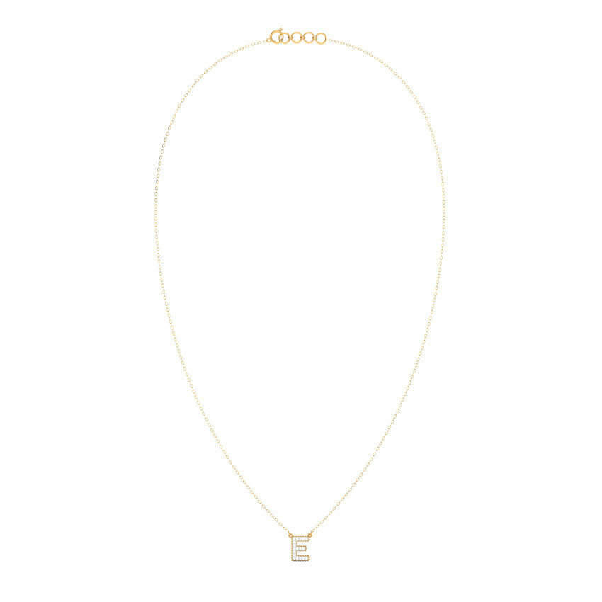 Dazzle Alphabet E Diamond Necklace