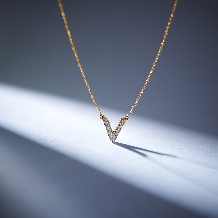 Buy Dazzle Alphabet V Diamond Necklace Online CaratLane