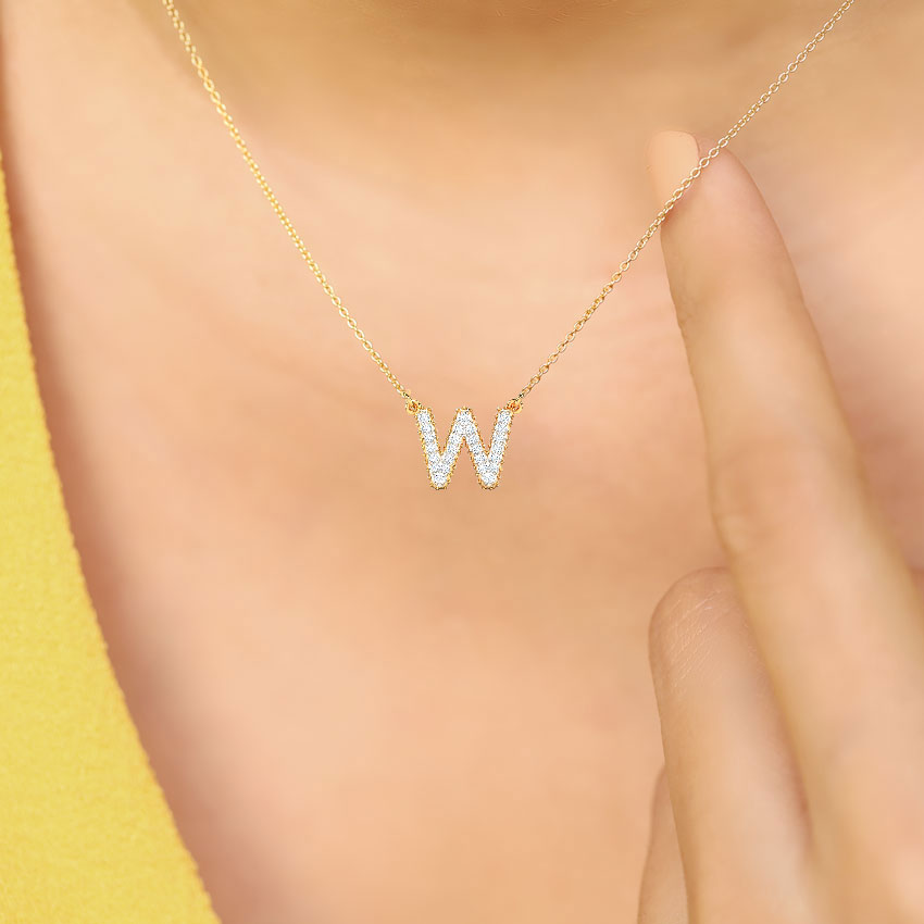Dazzle Alphabet W Diamond Necklace