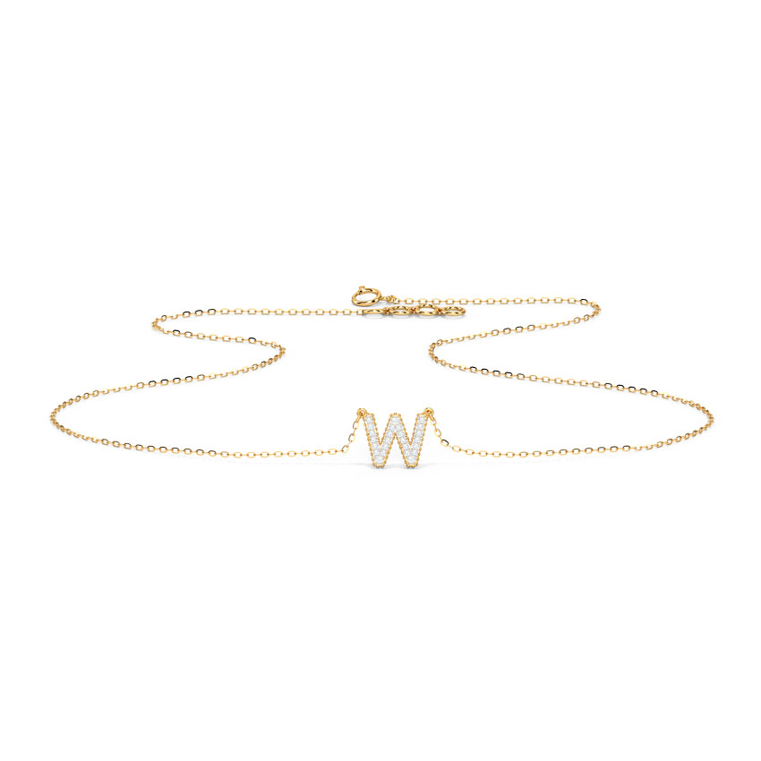 Dazzle Alphabet W Diamond Necklace