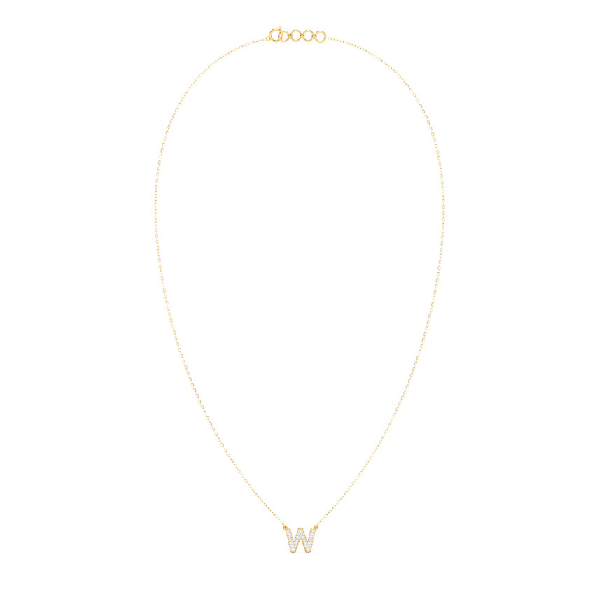 Dazzle Alphabet W Diamond Necklace