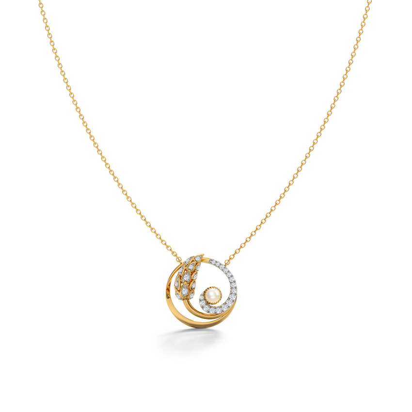 Diamond,Gemstone Necklaces 18 Karat Yellow Gold Pearl Glow Necklace