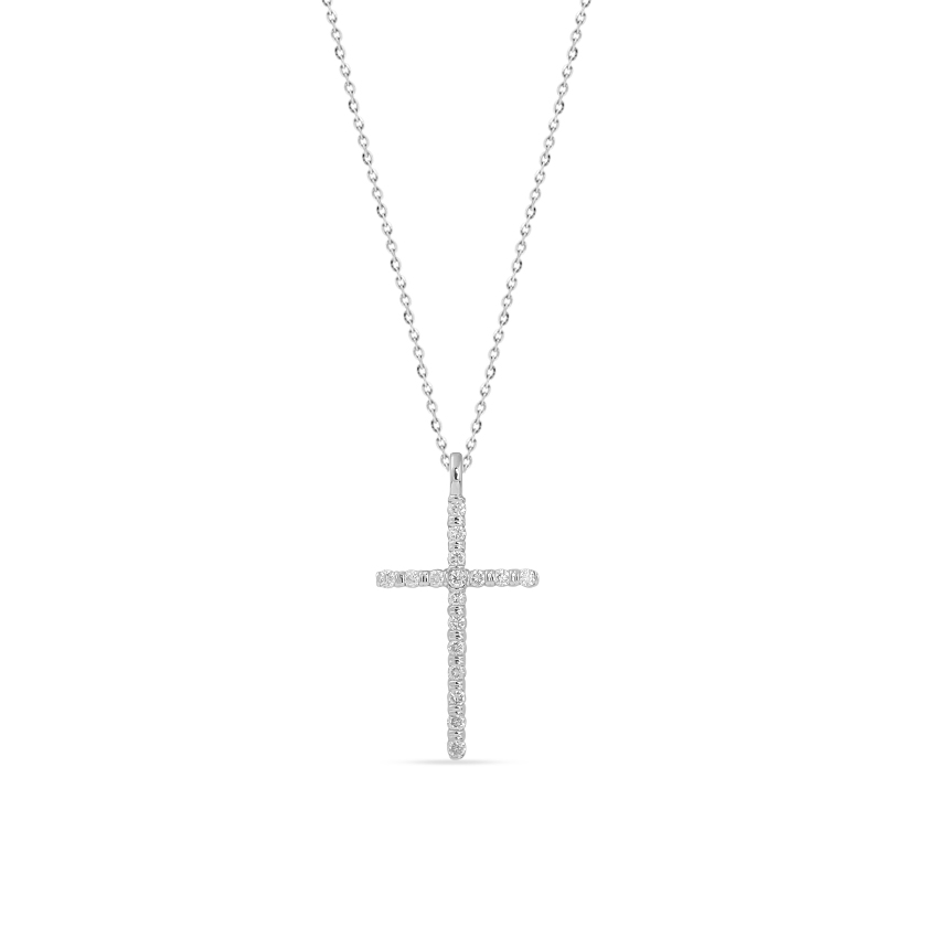 Diamond Necklaces 14 Karat White Gold Holy Cross Diamond Necklace