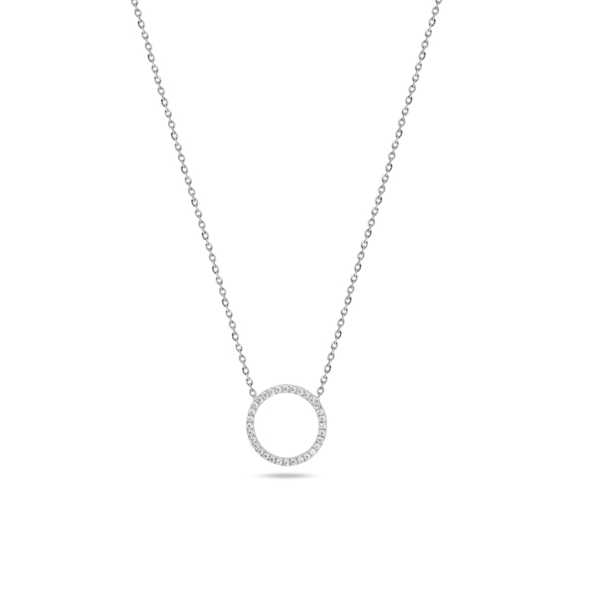 Diamond Necklaces 14 Karat White Gold Sparkling Halo Diamond Necklace