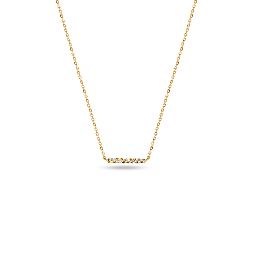 Diamond Necklaces 14 Karat Yellow Gold Petite Bar Diamond Necklace