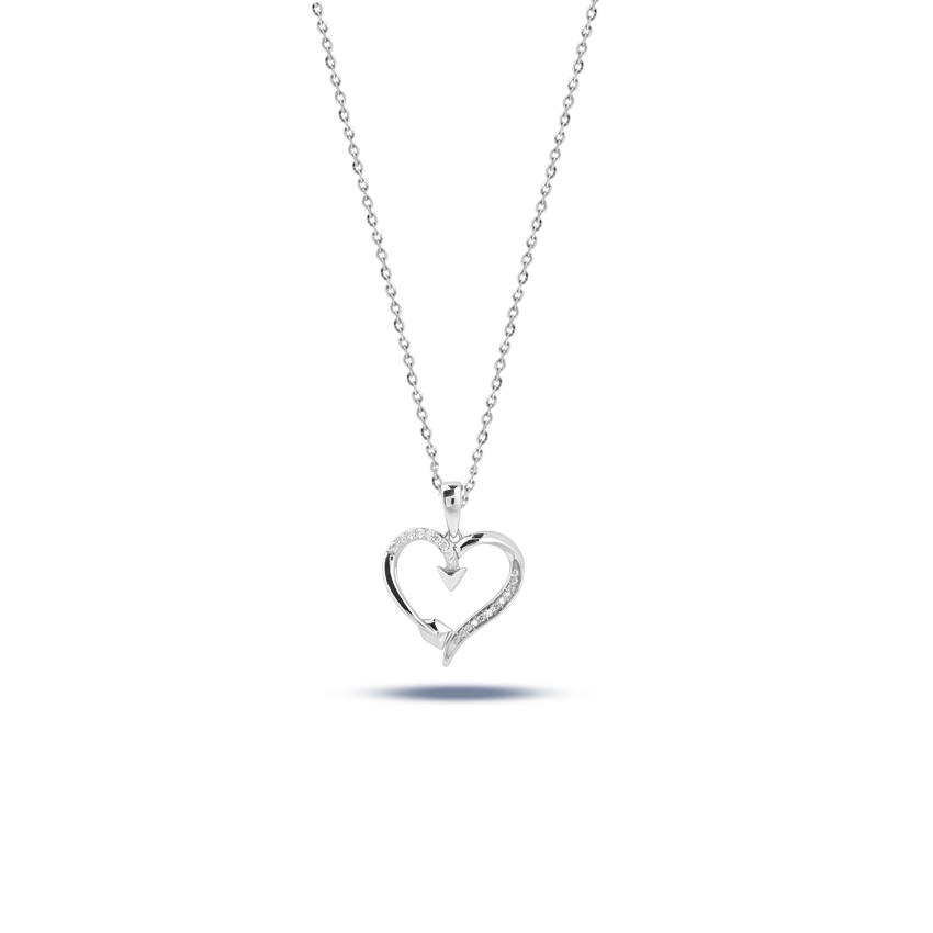 Diamond Necklaces 14 Karat White Gold Adore Love Diamond Necklace