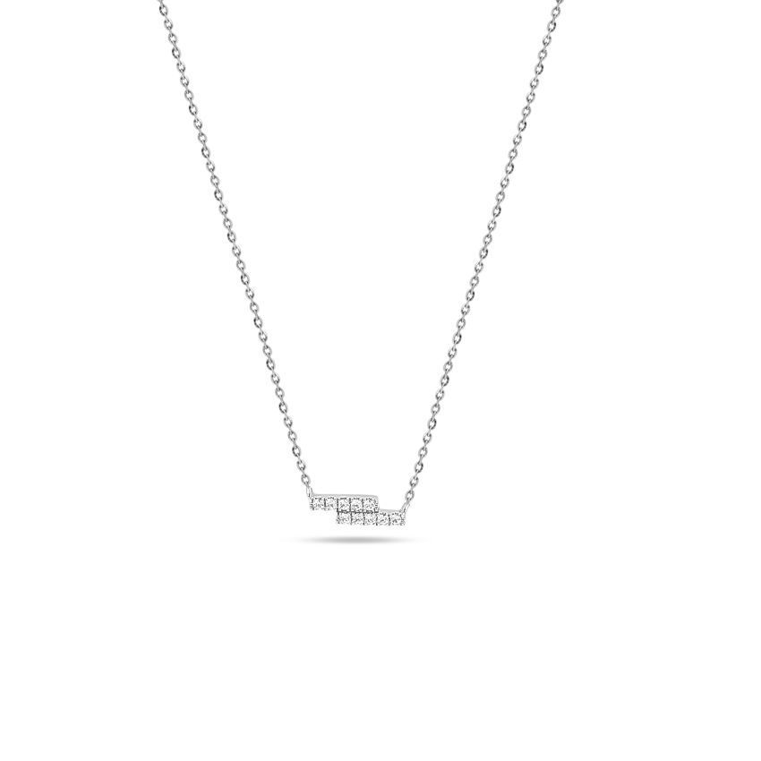 Diamond Necklaces 14 Karat White Gold Duo Diamond Bar Necklace