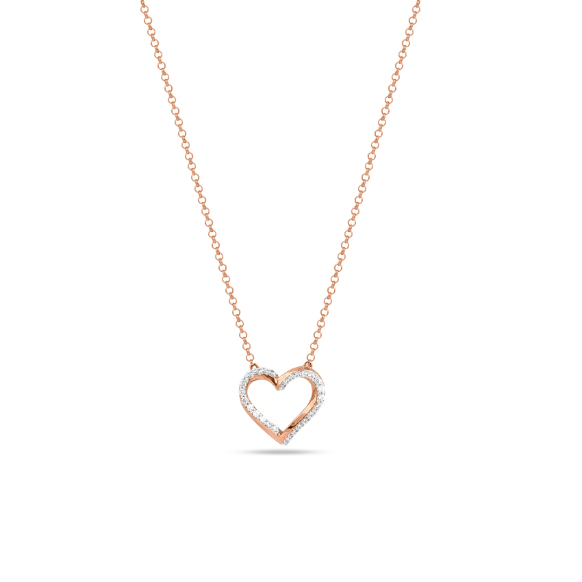 Diamond Necklaces 14 Karat Rose Gold Duo Heart Necklace