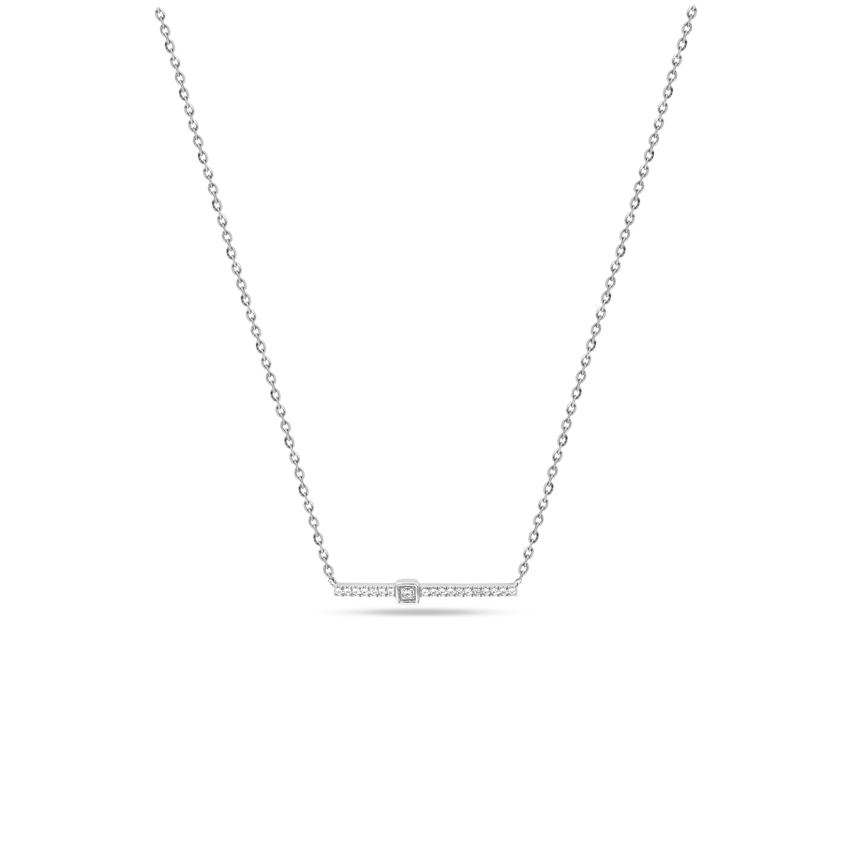 Diamond Necklaces 14 Karat White Gold Fiery Diamond Bar Necklace