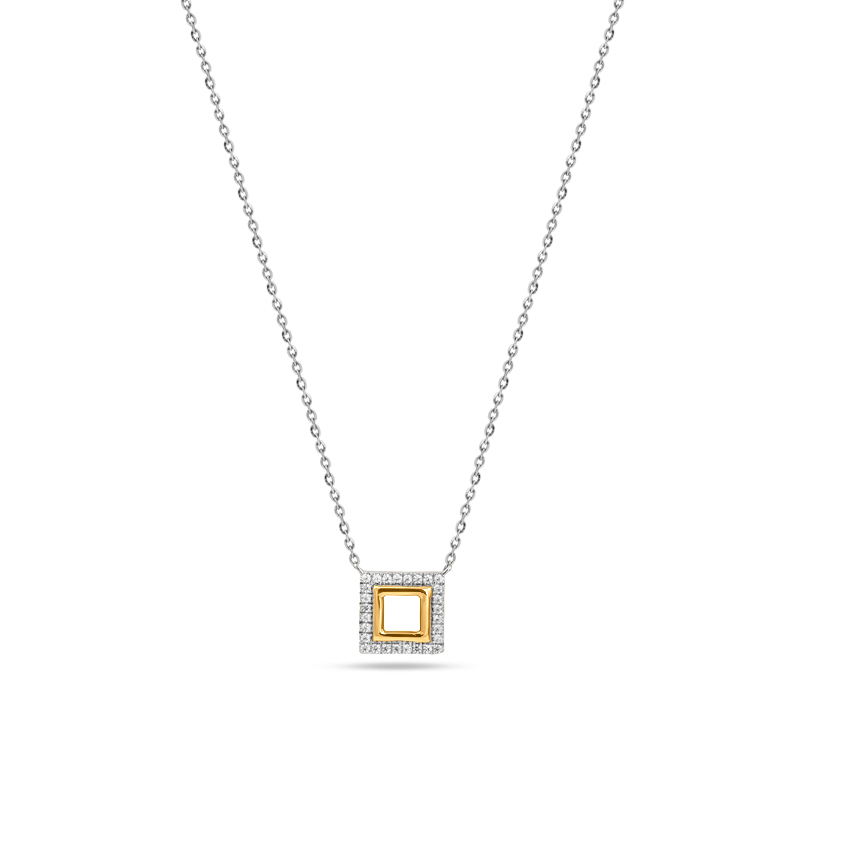 Diamond Necklaces 14 Karat Two Tone Gold Jovial Quad Diamond Necklace