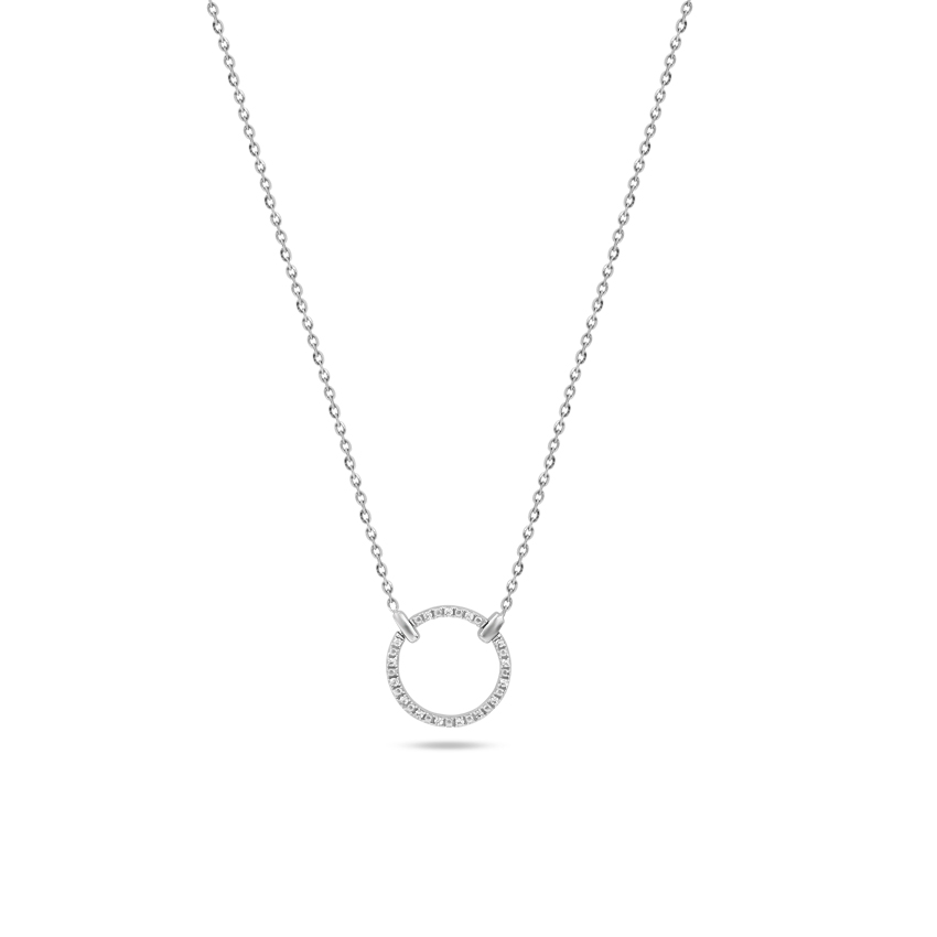 Diamond Necklaces 14 Karat White Gold Blissful Circle Diamond Necklace