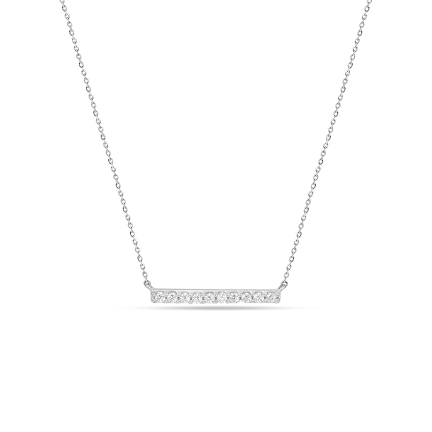 Diamond Necklaces 14 Karat White Gold Pleasant Diamond Bar Necklace