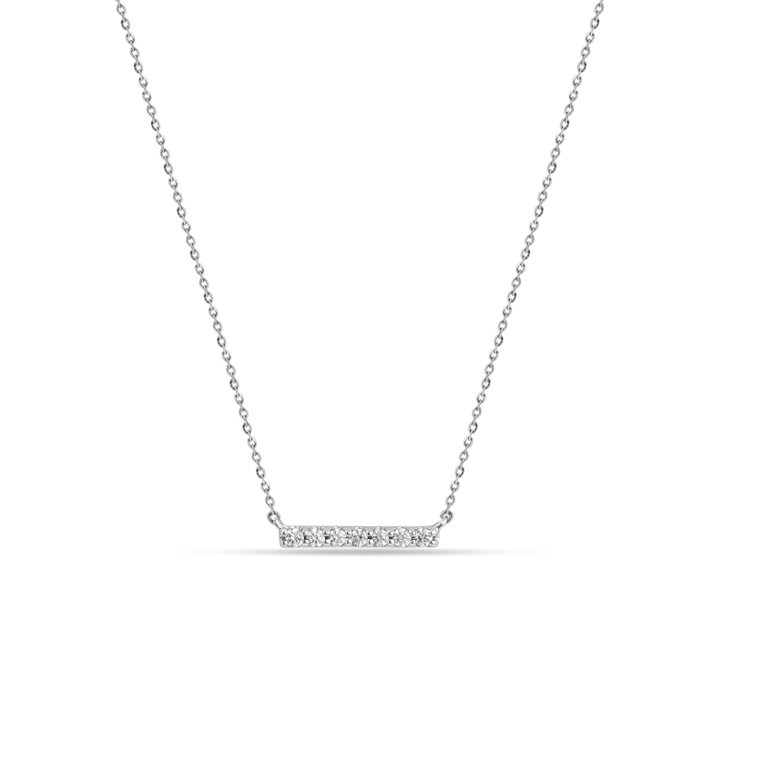 Diamond Necklaces 14 Karat White Gold Tempting Diamond Bar Necklace
