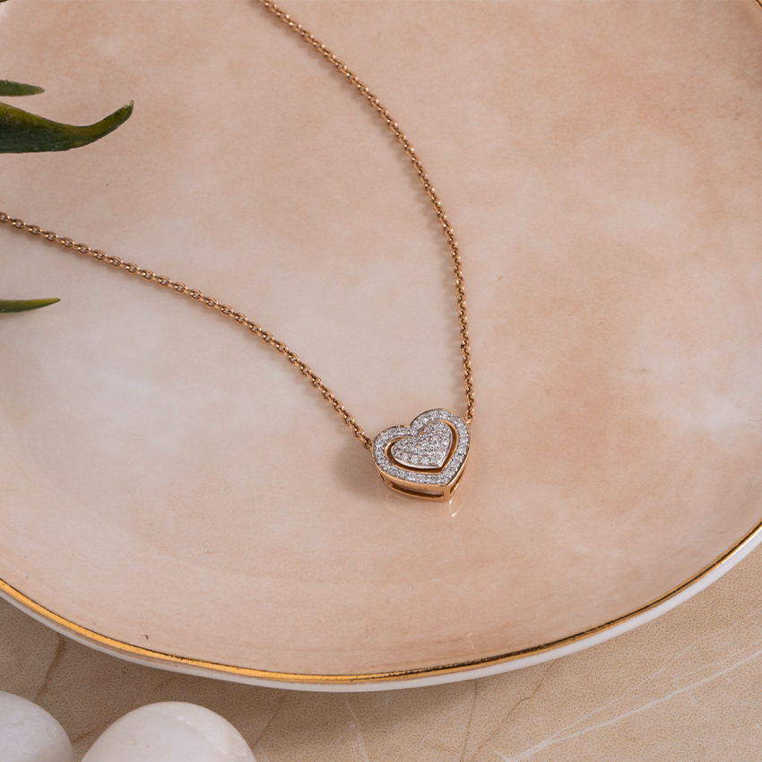 Diamond Necklaces 14 Karat White Gold Tyra Heart Necklace