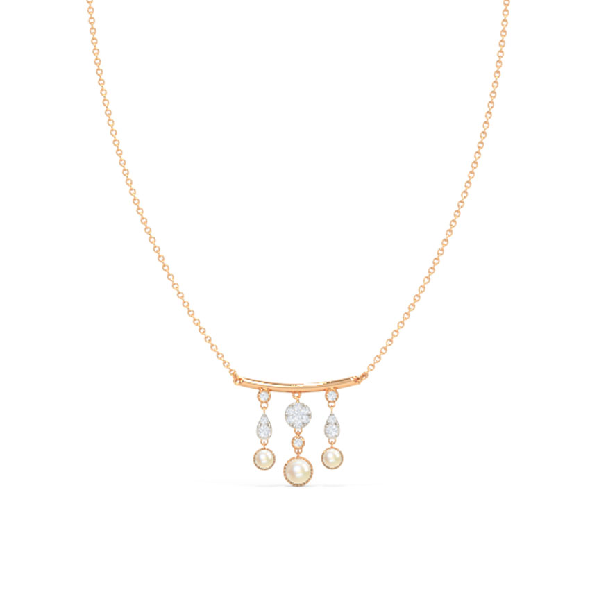 Diamond,Gemstone Necklaces 14 Karat Rose Gold Miraya Pearl Necklace