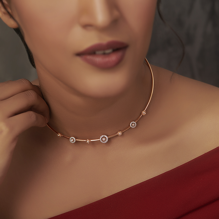 Diamond Necklaces 14 Karat Rose Gold Farah Diamond Necklace
