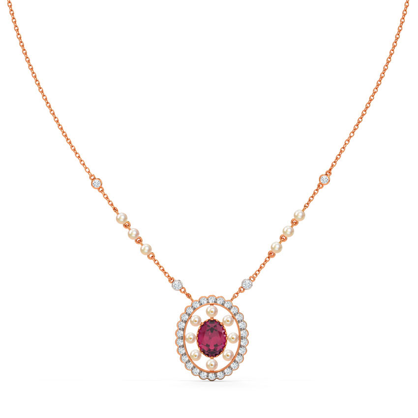 Diamond,Gemstone Necklaces 14 Karat Rose Gold Jazan Diamond Necklace