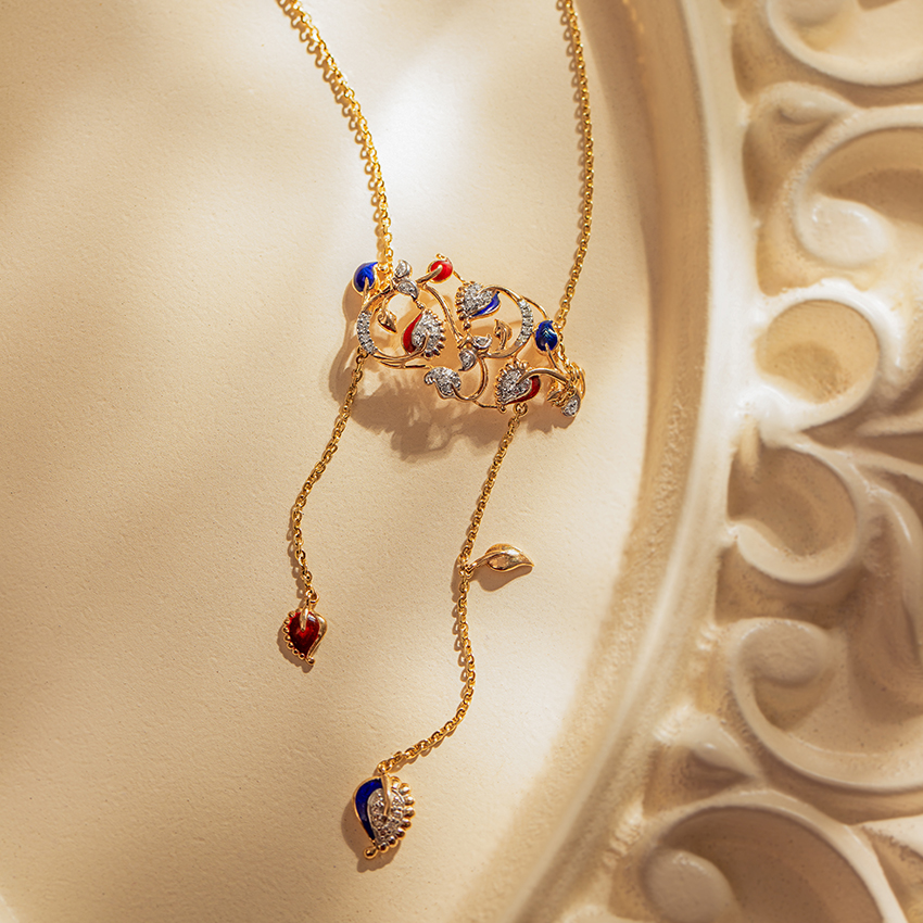 Diamond Necklaces 14 Karat Yellow Gold Kerria Lariat Diamond Necklace