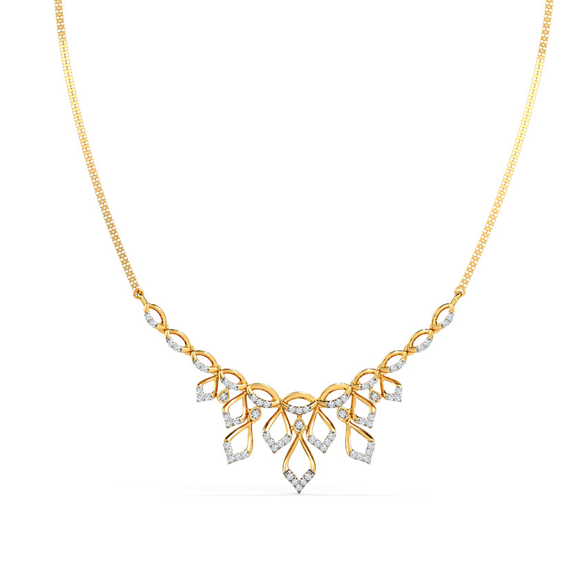 Diamond Necklaces 14 Karat Yellow Gold Ishaniya Diamond Necklace