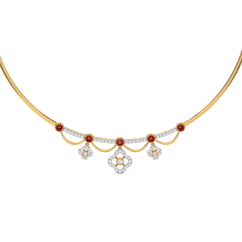 Diamond,Gemstone Necklaces 14 Karat Yellow Gold Lamha Gemstone Necklace