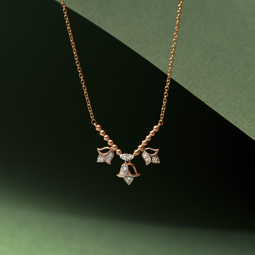 Diamond Necklaces 14 Karat Rose Gold Flonera Tulip Diamond Necklace
