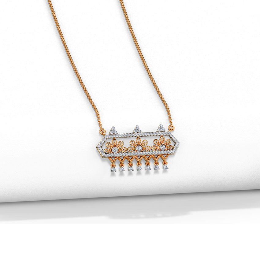 Flower Block Diamond Necklace