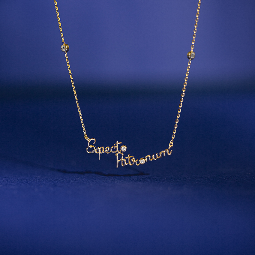 Diamond Necklaces 14 Karat Yellow Gold Expecto Patronum Diamond Necklace