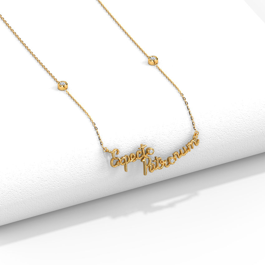 Diamond Necklaces 14 Karat Yellow Gold Expecto Patronum Diamond Necklace
