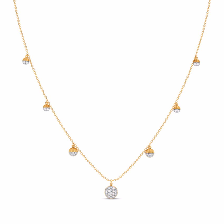 Diamond Necklaces 14 Karat Rose Gold Selene's Veil Diamond Station Necklace