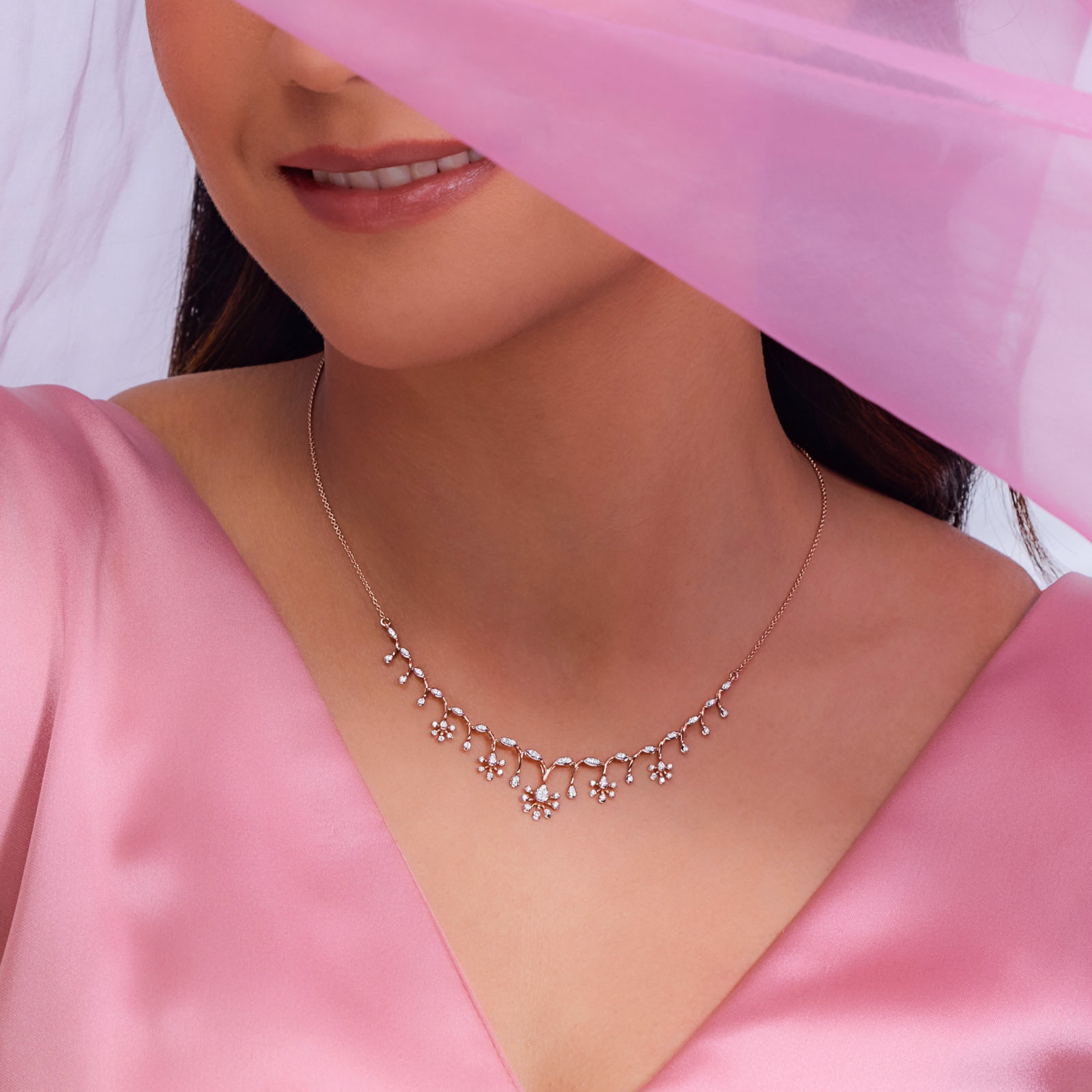 Diamond Necklaces 14 Karat Yellow Gold Auric Spark Diamond Necklace