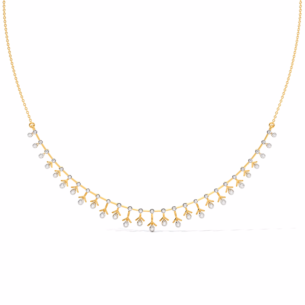 Diamond Necklaces 14 Karat Yellow Gold Aurique Diamond Necklace