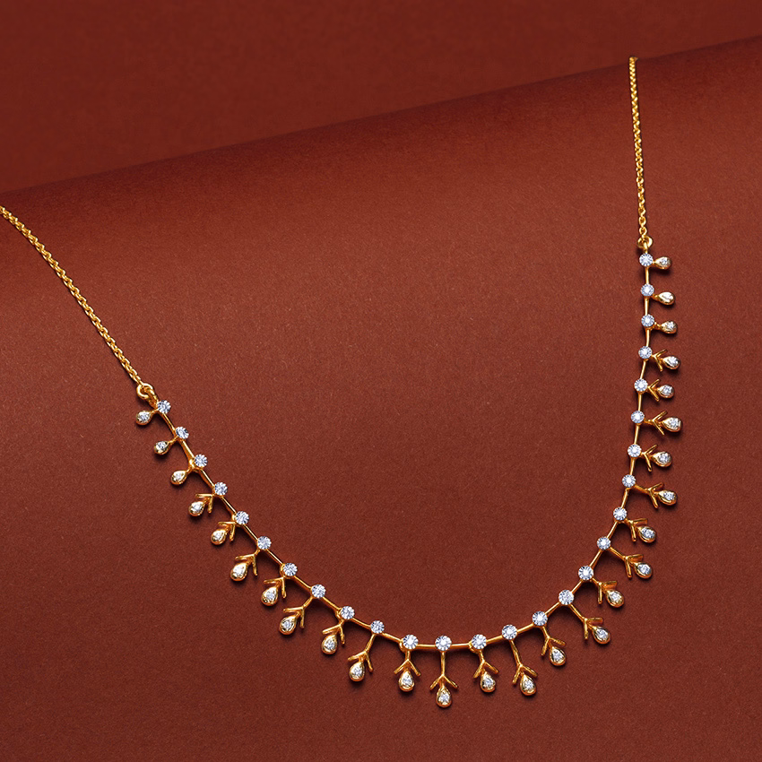 Diamond Necklaces 14 Karat Yellow Gold Aurique Diamond Necklace