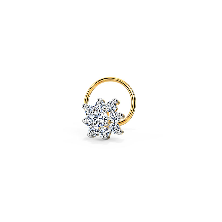 Diamond Nose pin 18 Karat Yellow Gold Marigold Diamond Nose Pin