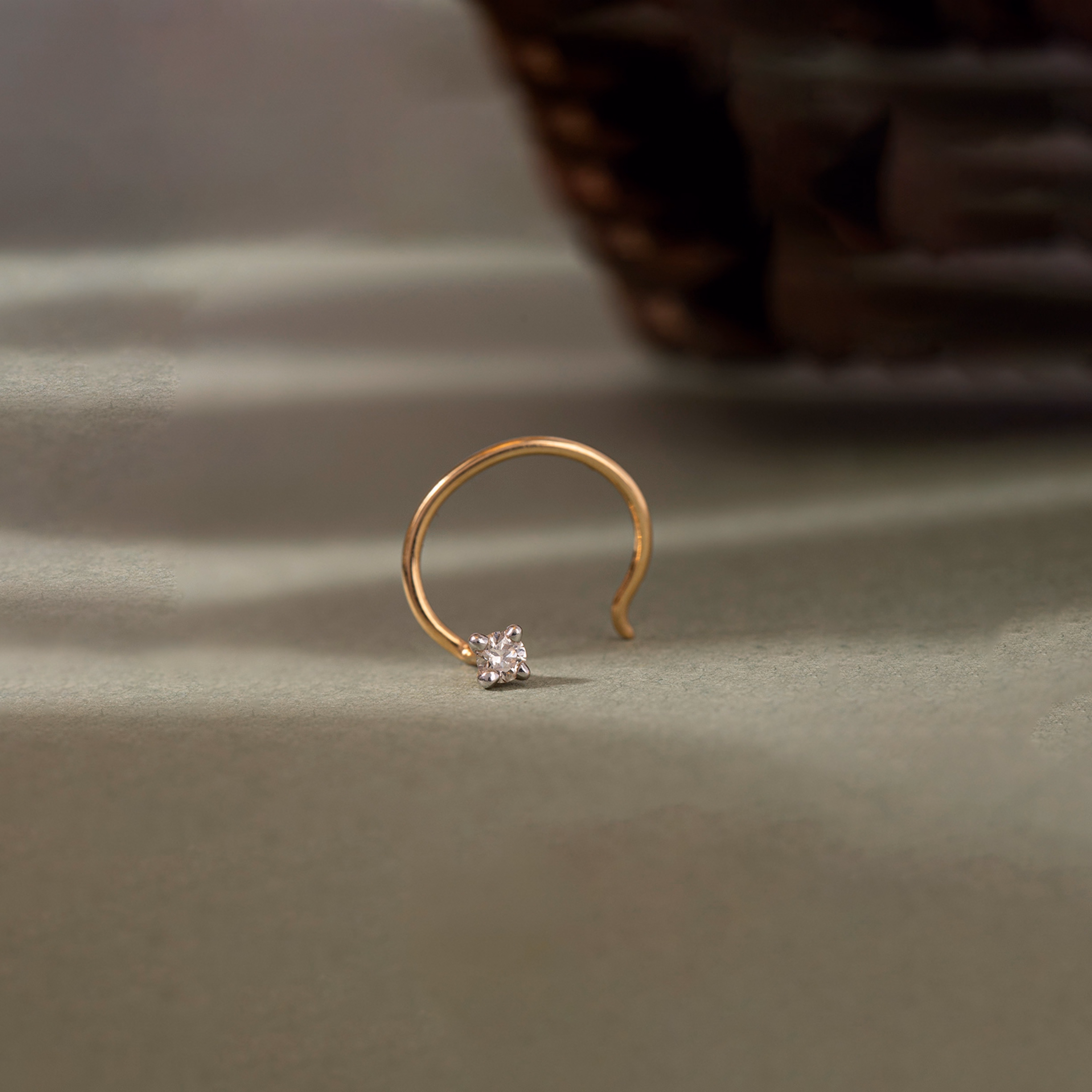 Diamond Nose pin 18 Karat Yellow Gold Samaira Dazzle Diamond Nose Pin