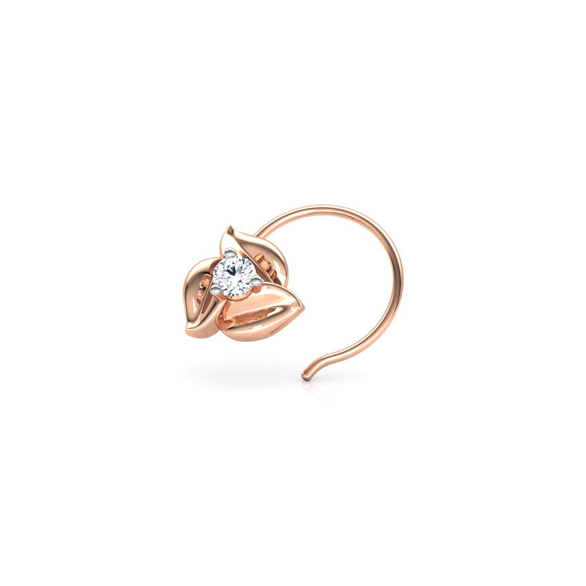 Diamond Nose pin 18 Karat Rose Gold Trillium Floret Diamond Nose Pin